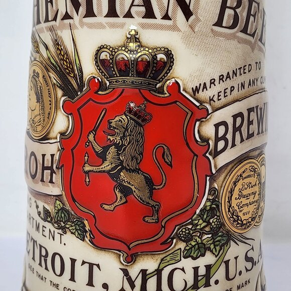 Bohemian B. Stroh's Heritage IV Collectors Ceramic Beer Stein Detroit Michigan - Picture 10 of 10